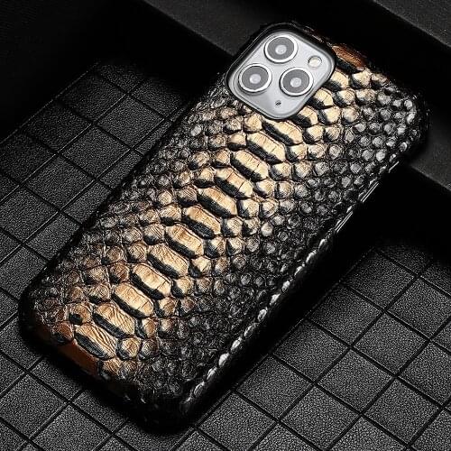 Genuine Python Leather Phone Case For iPhone 12 Pro Max 12 Mini 11 Pro Max X XS Max XR 5 6 6s 7 8 Plus SE 2020 Snakeskin Cover