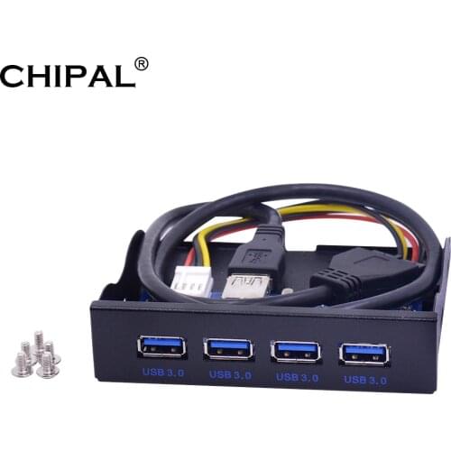 CHIPAL 19+1 20Pin 4 Port USB 3.0 Front Panel Combo Bracket USB3.0 Hub Adapter for PC Desktop 3.5" FDD Floppy Disk Drive Bay