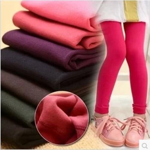 Childrens autumn and winter plus velvet thick warm leggings white velvet dance pantyhose pull pants