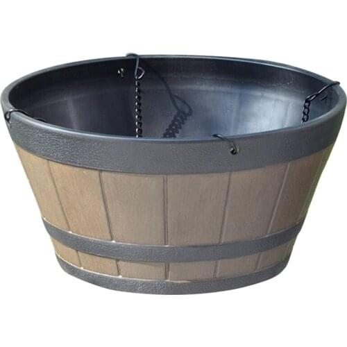 Hot XD-Flower Pot Barrel Plant Flowerpot Resin Plant Hanging Rope Hanger Basket Outdoor Home Garden Balcony Decor Planter