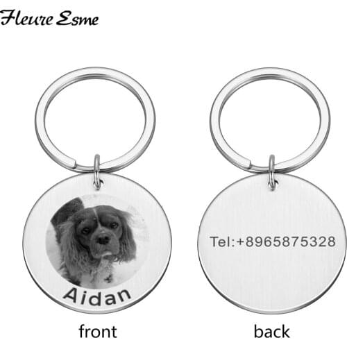 Personalized Pet ID Tag Customized Name Phone Number Engraved Dog Collar Tag Keyring Animal Original Keychain Pet Accessories