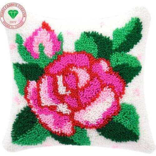 Mat diy flower carpet Home Craft Latch hook rug kits cushion Pillowcase Cross-stitch carpet cushion wool embroidery pillowcase