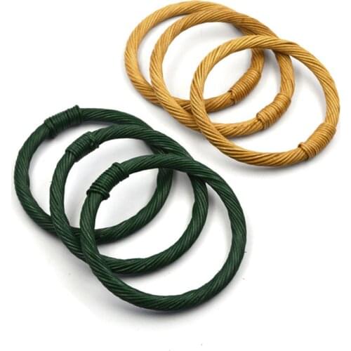 Round Shape Bamboo Handle DIY Handmade Rattan Wooden Bag Accessories Replacement Women Handbag Tote Purse Handles Wholesale