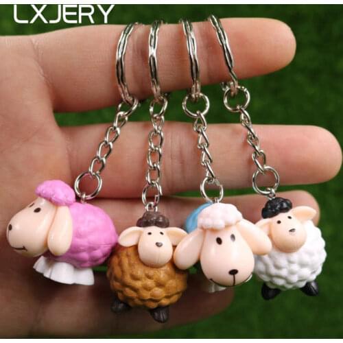 LXJERY 4 Colors Sheep Keychain Lovely Key Chain Schoolbag Backpack Charm Pendant Key Ring llaveros Girl Gifts Jewelry
