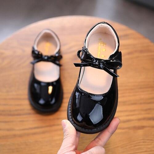 Princess Small Leather Shoes Girls 2021 Autumn New Little Girl Cute kids Shoes Flat Bow Performance black Shoes mary jane shoes