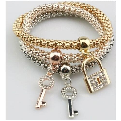Multi-stretch bracelet Punk Lock pendant bracelet fashion alloy sculpted heartthrob bracelet lovers jewelry