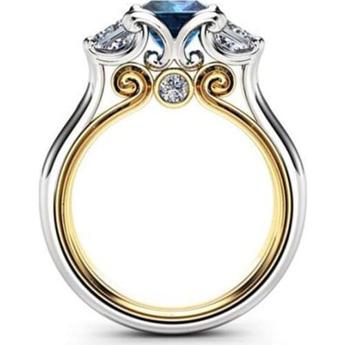 Modyle Fashion Blue Zircon Wedding Rings for Women Engagement/Party Jewelry Ladies Best Gifts