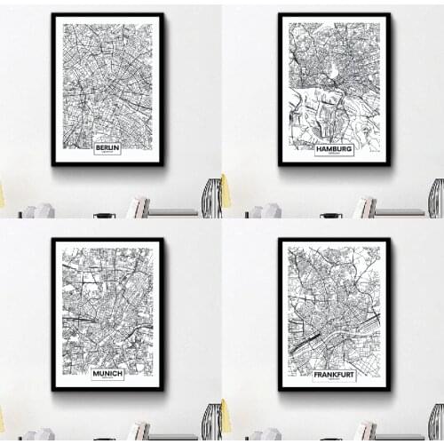 Germany City Map Print Berlin Frankfurt Munich Map Poster Hamburg Cologne Maps Wall Art Canvas Painting German Modern Home Decor