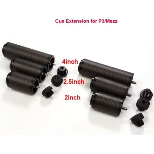 2019 latest short 2inch/2.5inch/4inch Black Carbon Billiards Pool Cue extenders for P3/Mezz cues High quality