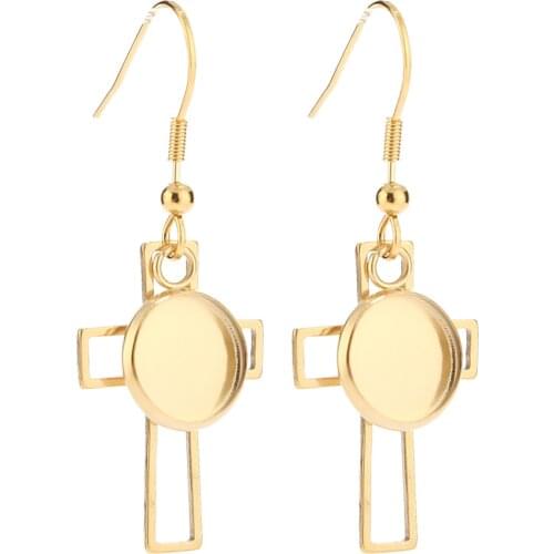 10pcs Exquisite Gold/Steel Cross Stainless Steel Earrings Bases Settings Earring Blank DIY Earring Accessories