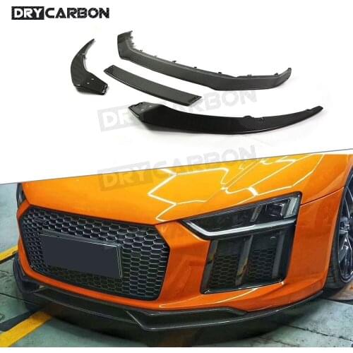 Carbon Fiber Front Bumper Lip Spoiler Splitters Aprons For Audi R8 2015-2018 Head Chin Shovel Protector 4 PCS