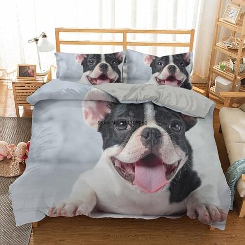 Cute French Bulldog Printing Duvet Cover King Size Double Bedding Sets Queen Bulldog Pattern Quilt Cover Pillowcase Home Textile