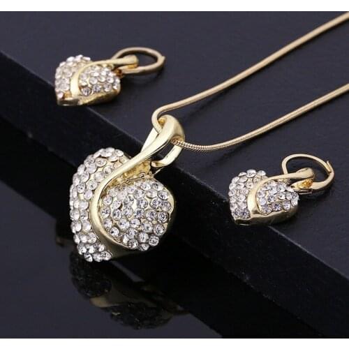 ATTRACTTO Love Heart Jewelry Sets Wedding Necklace Earrings Sets For Bridal Elegant Ladys Wedding Party Jewellery Set SET190033