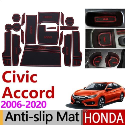 Anti-Slip Rubber Gate Slot Cup Mat for Honda Accord 2008 - 2010 10 X 2018 - 2020 Civic 8 2006-2011 10 2016 - 2020 Accessories
