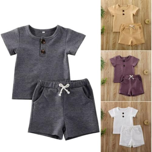 Pudococ 2020 Newborn Kids Baby Boy Summer Tops T-shirt Shorts Pants 2Pcs Outfits Clothes