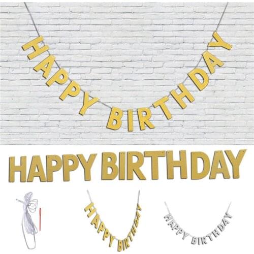 Happy Birthday Banners Bunting Garland Gold Letters Party Hanging Banner Birthday Party Decoration Party Accessories