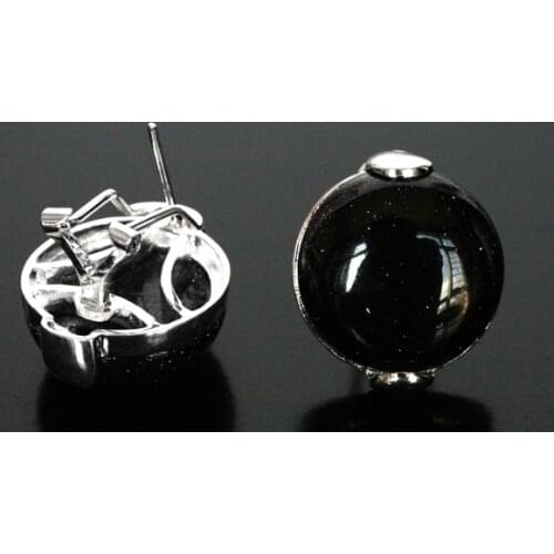 Simple style 925 Silver 18mm blue sand jade Stud Earrings REAL Natural