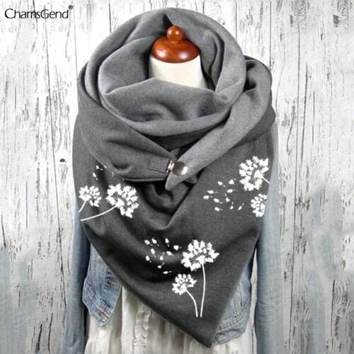 Scarf Women Hijab Clothes Bandana 2021 Fashion Winter Women Print Button Soft Wrap Casual Soft Warm Neck Wrap Long Shawl