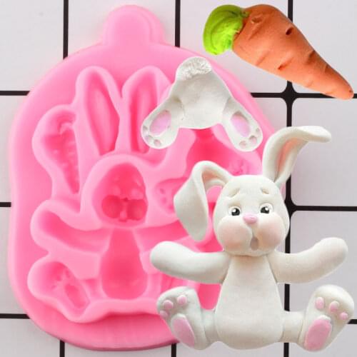 Easter Rabbit Silicone Molds Carrot Bunny Cupcake Topper Fondant Cake Decorating Tools Candy Clay Chocolate Gumpaste Moulds