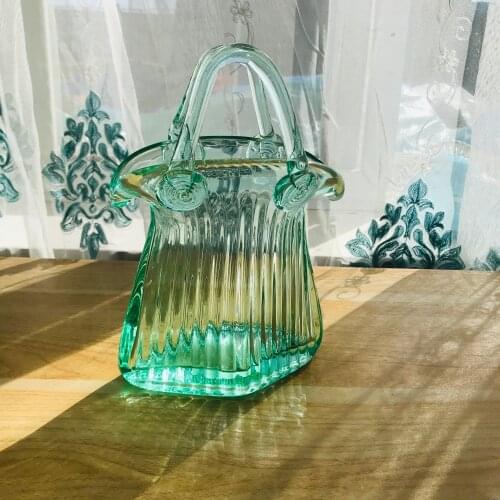 Glass Vase Transparent Handbag Basket Bag Aesthetic Room Decor Flower Pot Arrangement Hydroponic Home Furnishings декор комнаты