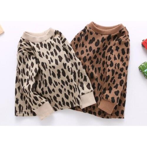 Citgeett Autumn Kids Baby Boys Leopard Printed Long Sleeve Crew Neck Sweater Tops Spring Clothes