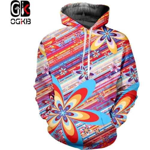 OGKB Fashion Men/Women Golden Pattern Hoodies Flower Print Casual Sweatshirt 3D Fresh Flower Clothing Oversized 7XL Dropshipping