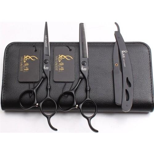 3Pcs/Set M9030 5.5'' Japan Steel 440C Professional Hairdressing Human Hair Scissors Razor + Cutting Shears + Thinning Scissors