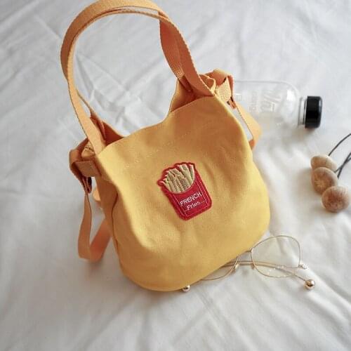 Ladies Canvas Single Shoulder Bag Simple Water Bucket Handbag College Wind Student Slant Bag Shopping Bag