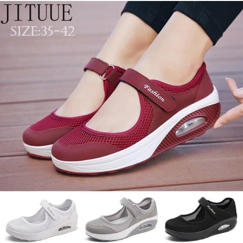 Womens Walking Shoes Lightweight Mesh Breathable Fashion Casual Shoes Air Cushion Flat Shoes