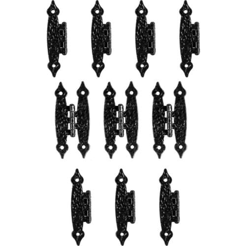 10pcs 65mm Antique Pattern Iron H Cabinet Hinge Metal Steel Cabinet Door Window Luggage Furniture Decorative Hinge Black