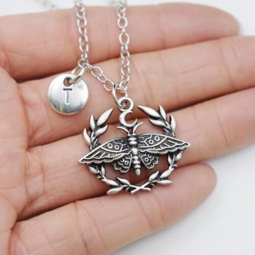 12pcs Wicca Dead Head Skull Hawkmoth Moth Butterlry Initial Necklace Witchcraft Moon Pendant Personalized Jewelry