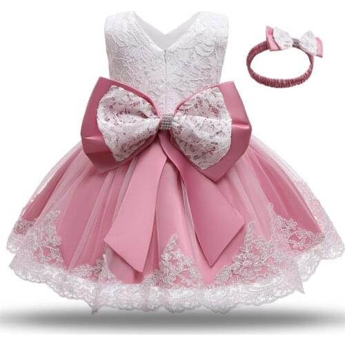 1 Year Old Baby Girl Dress Sweet Baby Princess Party Dress Sleeveless Lace Christening Clothes for Baby Girls Clothes Sets 2pcs