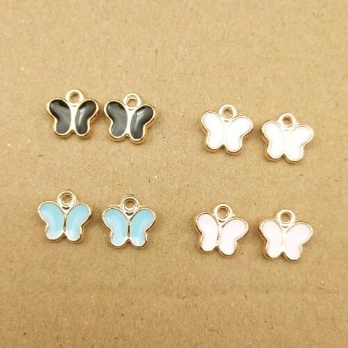 20pcs 8x9mm enamel butterfly charm insect charm for jewelry making fashion charm earring pendant