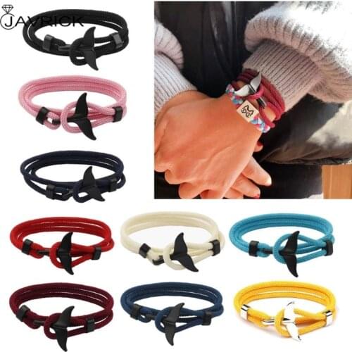 2020 Summer Handmade Whale Tail Viking Rope String Bracelet Beach Surfing Paracord Wristband Fashion Jewelry Unisex