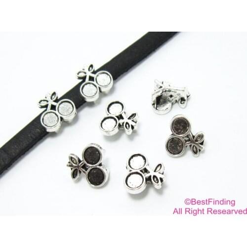 5x2mm Cherry leather findings 6mm flat leather sliders FF220