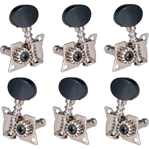6x Replace Guitar Machine Heads Knobs Guitar String Tuning Pegs Machine Head Tuners 3L 3R for Acoustic, Electric Guitar (Black)