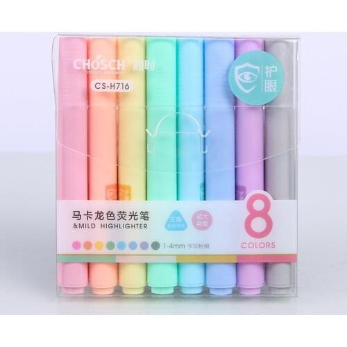 8 Pcs/Set Macaron Series Creative Fluorescent Pen Highlighter Pencil Candy Color Drawing Marker School Supplies Cute Stationery