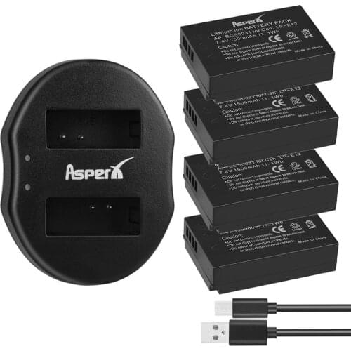 4Pcs LP-E12 LPE12 LP E12 Replacement Batteries + Dual USB Charger For Canon EOS M100 M 100D Rebel SL1 Kiss X7 EOS M10 DSLR