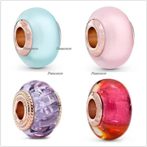 Authentic 925 Sterling Silver Glittering Sunset Murano Glass Charm Bead Fit Pandora Bracelet & Necklace Jewelry