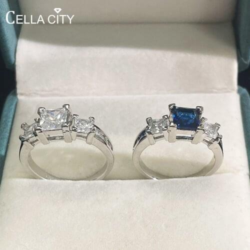 Cellacity Classic 925 Sterling Silver Ring For Charm Lady With Quare Shape Gemstones Wedding Party Wholesale Gift Size 6-10