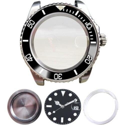40mm Stainless Steel Watch Case SUB Watch Accessories for Pearl 2813/3804 Movement Plastic Inner Cover