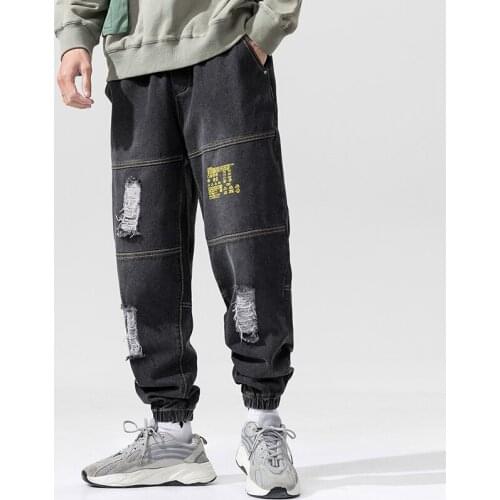 5XL 4XL jump autumn Hip hop pencil pants Skinny Ankle jeans but play Slim fit Denim Teenager biker jeans for young male