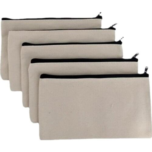 Canvas Makeup Bags Zipper Pouch Bags Pencil Case Blank DIY Craft Bags Cosmetic Pouch For Travel DIY Craft School