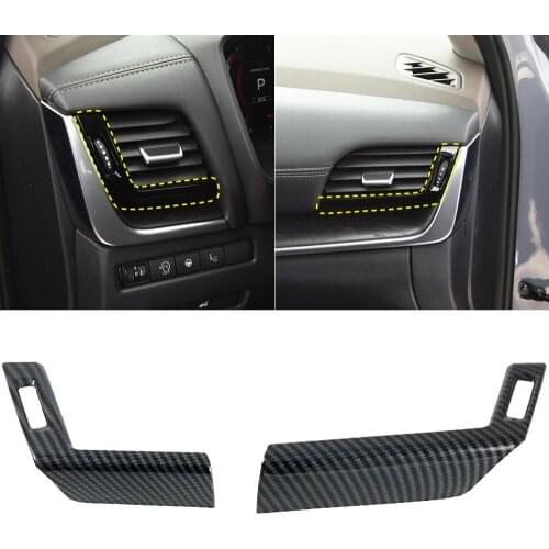 LHD! Car Accessories for Nissan Rogue X-Trail T33 2021 2022 Carbon Fiber Printed Interior Front Side Air Vent Cover Trim 2pcs