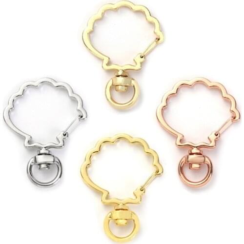 20Pcs Electroplate Sector Shell Key Chain Hang Buckle Metal Clasp DIY Craft Jewelry Plush Toys Bags Pendant Pet Hook Accessories