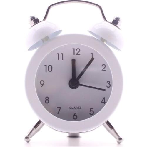 Mini Metal Table Top Alarm Clock White 2021