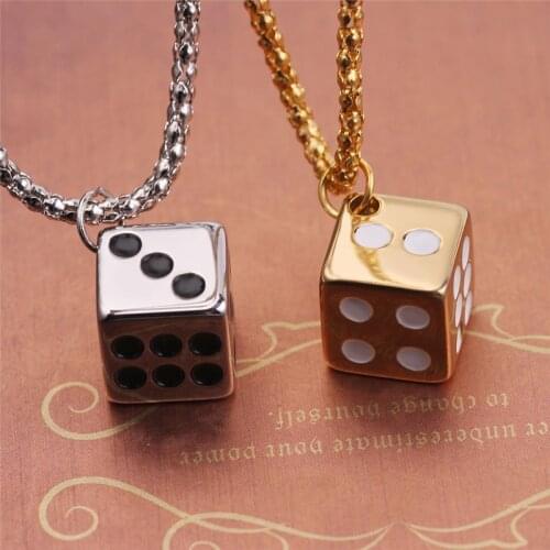 Fashion New Creative Stainless Steel Necklaces For Men Lucky Dice necklaces & pendants Choker Women Men Couple Accessories