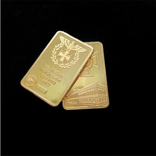 Deutsche Reichsbank 24K Gold Plated Bullion Bar German Eagle Replica Gold Bar for Collection Business Gifts