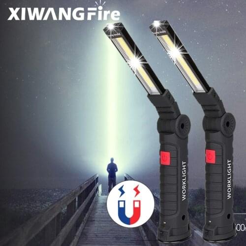 Portable COB LED Flashlight with Built-in Battery Camping Torch USB Rechargeable Work Light Magnetic Lanterna Hanging Lamp