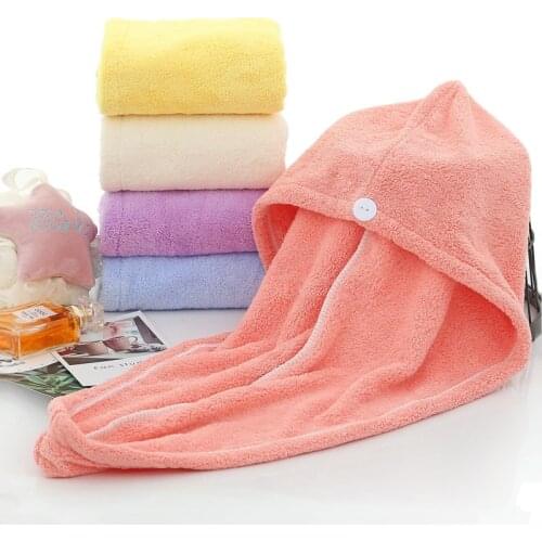 High-Density Coral Fleece Shower Cap Soft And Comfortable Dry Hair Cap WomenS Strong Absorbent Headscarf Plain Bathing Tools